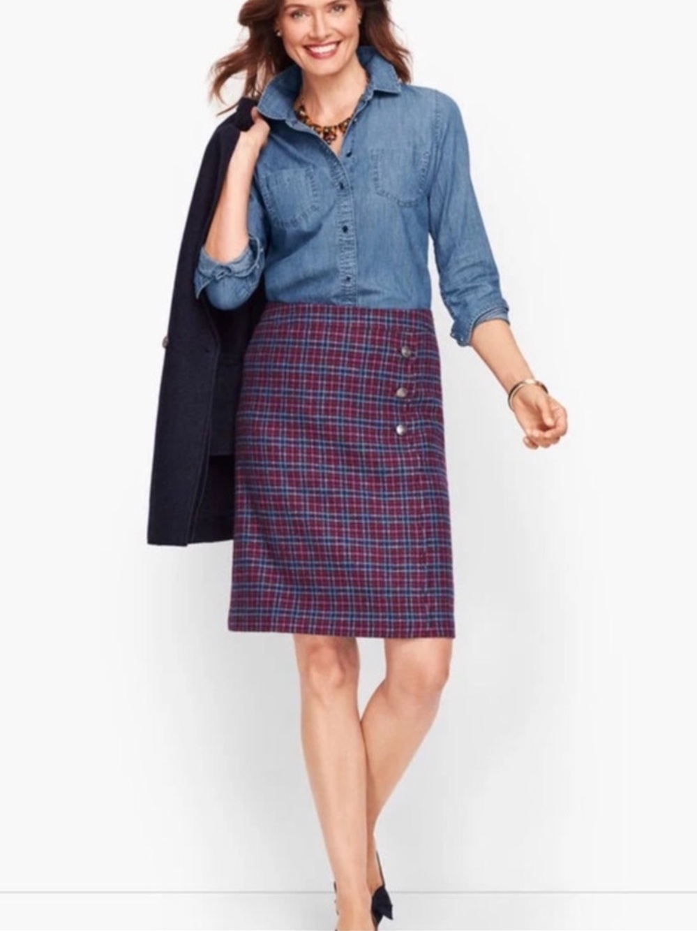NWOT Talbots Faux Wrap A-Line Plaid Skirt